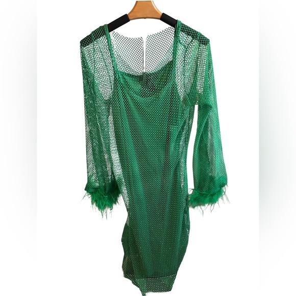 Ashley Stewart Green Fish Net Dress - Picture 1 of 3